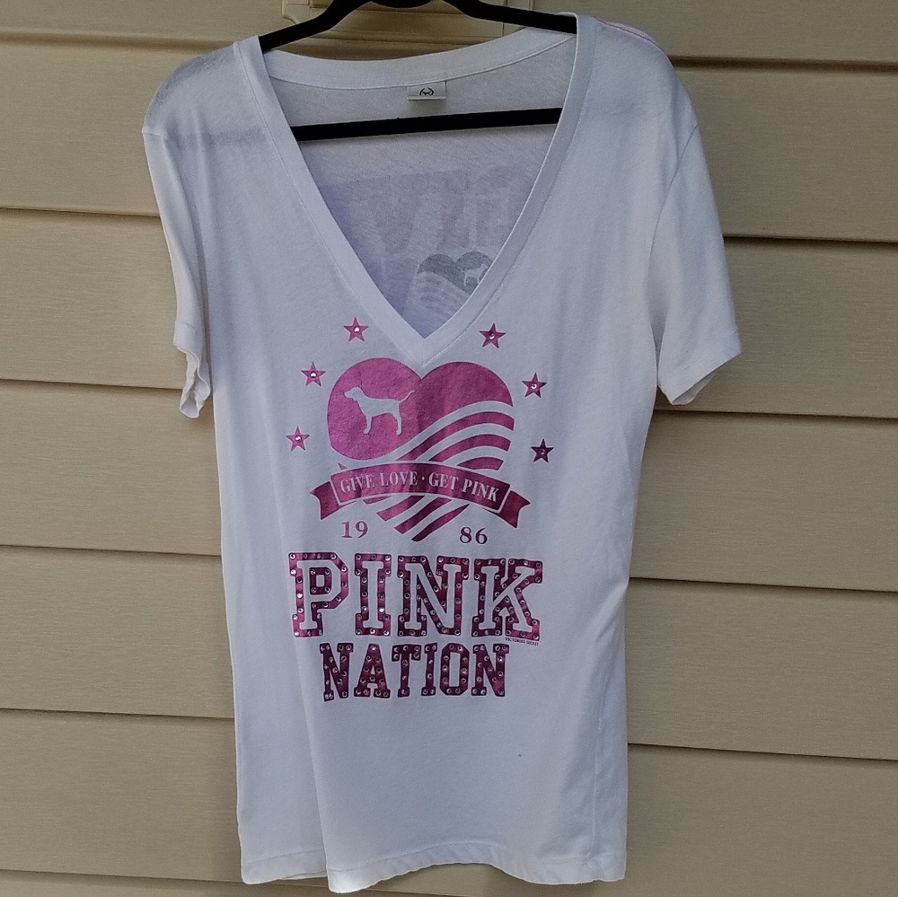 VS Pink Nation Tee Top Large
